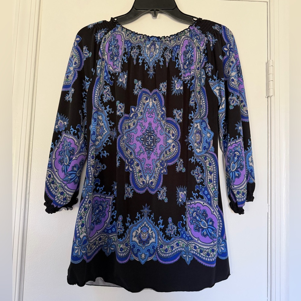 Madison Black and Purple Paisley Blouse - Picture 2 of 4
